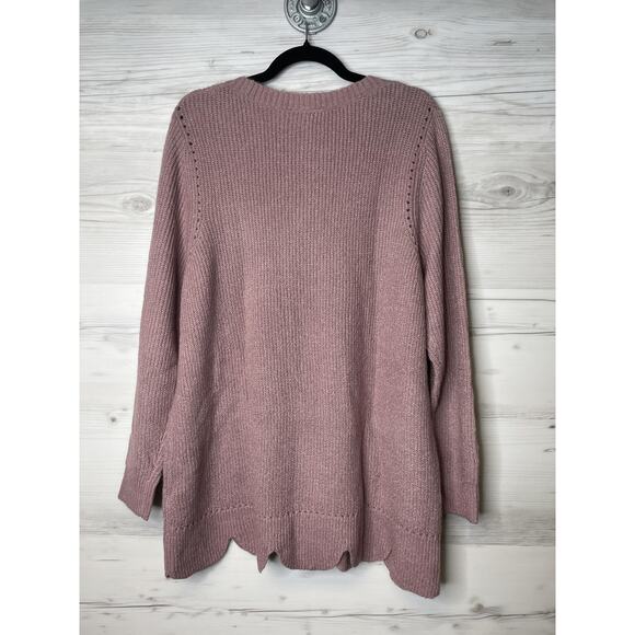Lane Bryant Sweater Womens 14/16 Pink Scallop Hem Metallic Knit Pullover New - Picture 12 of 12